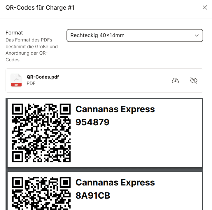 Cannanas Pflanzen QR-Codes