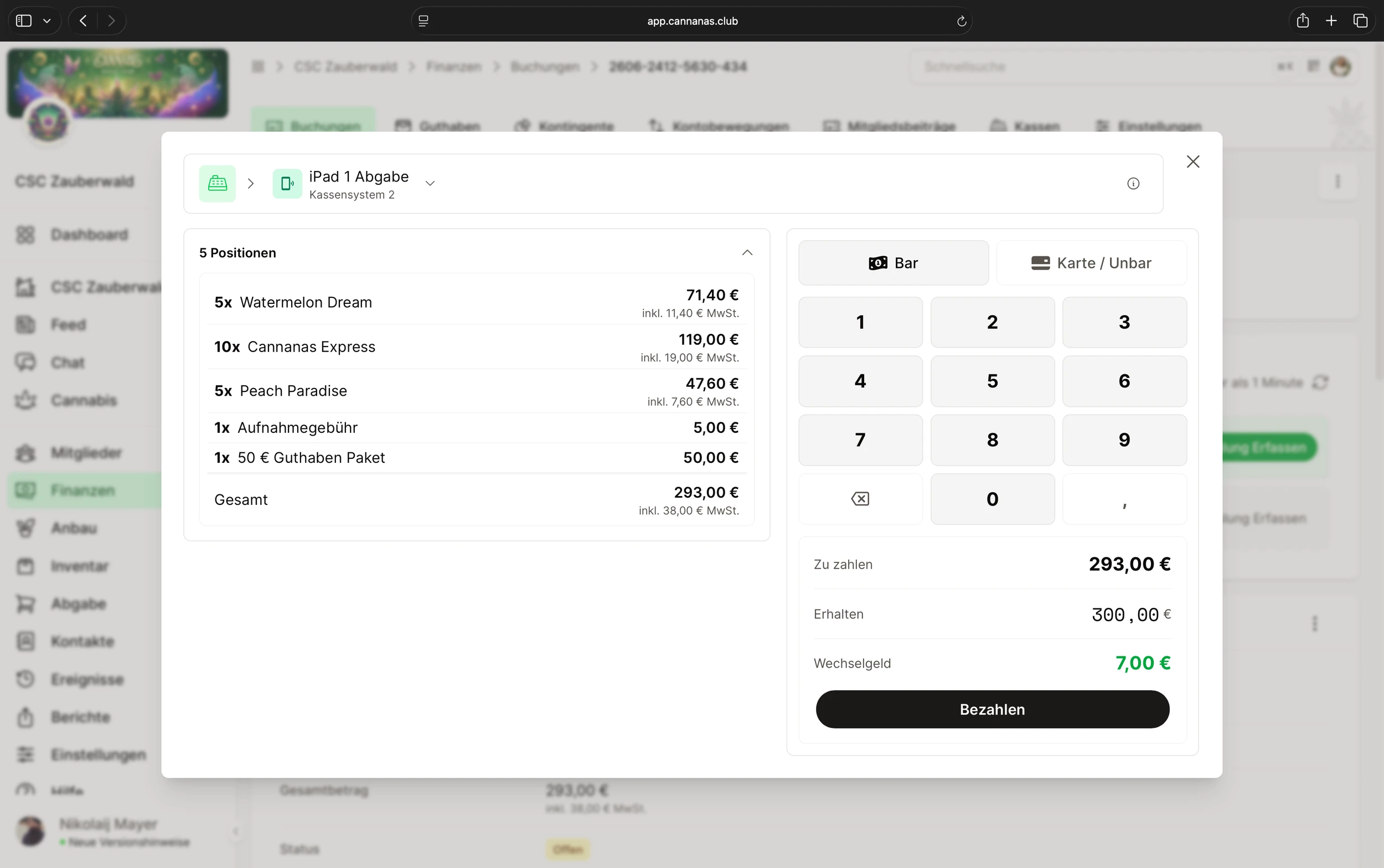 Cannanas Finanzen – Kassensystem und Buchhaltung integriert